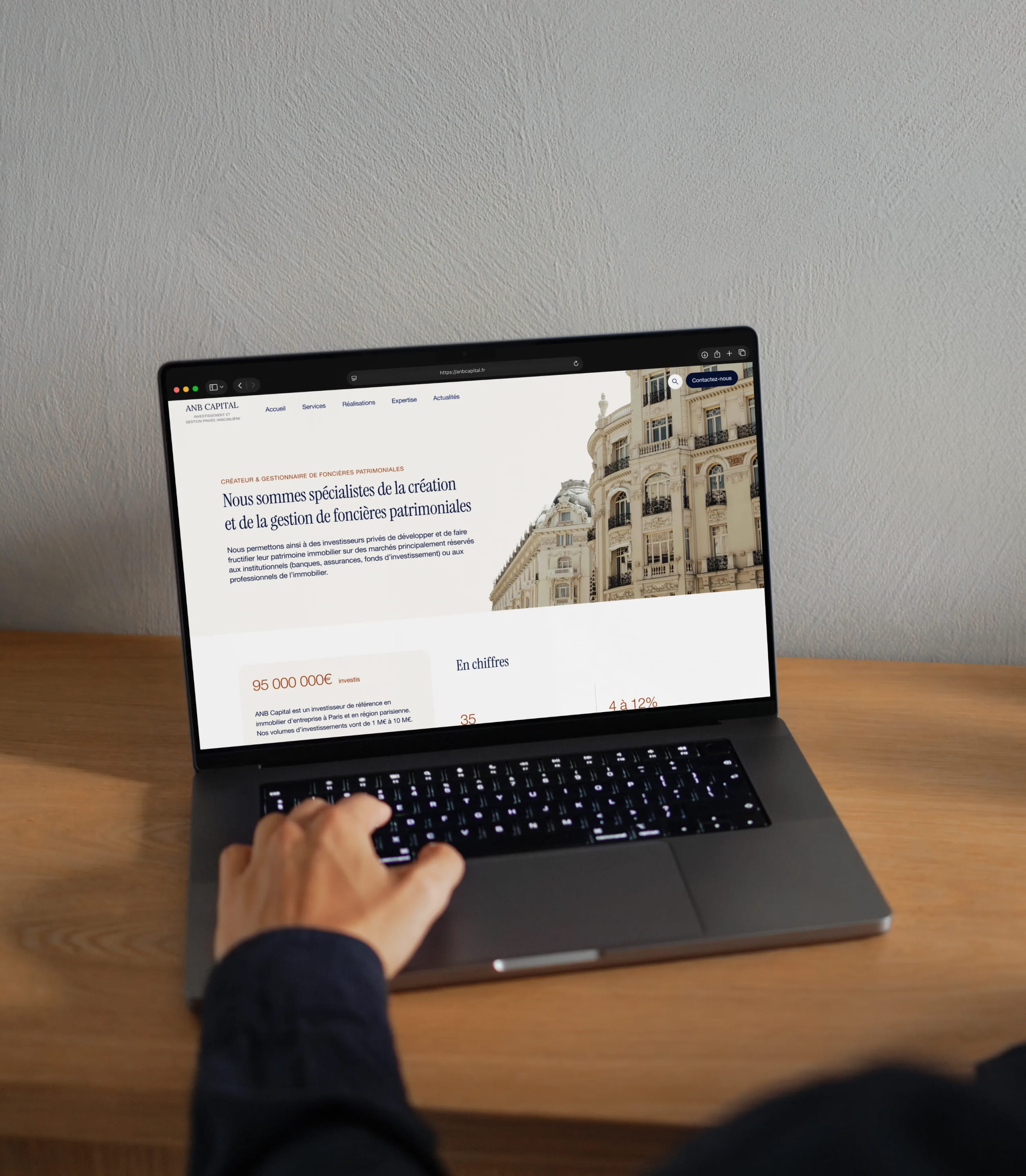 Aperçu du site ANB Capital sur ordinateur