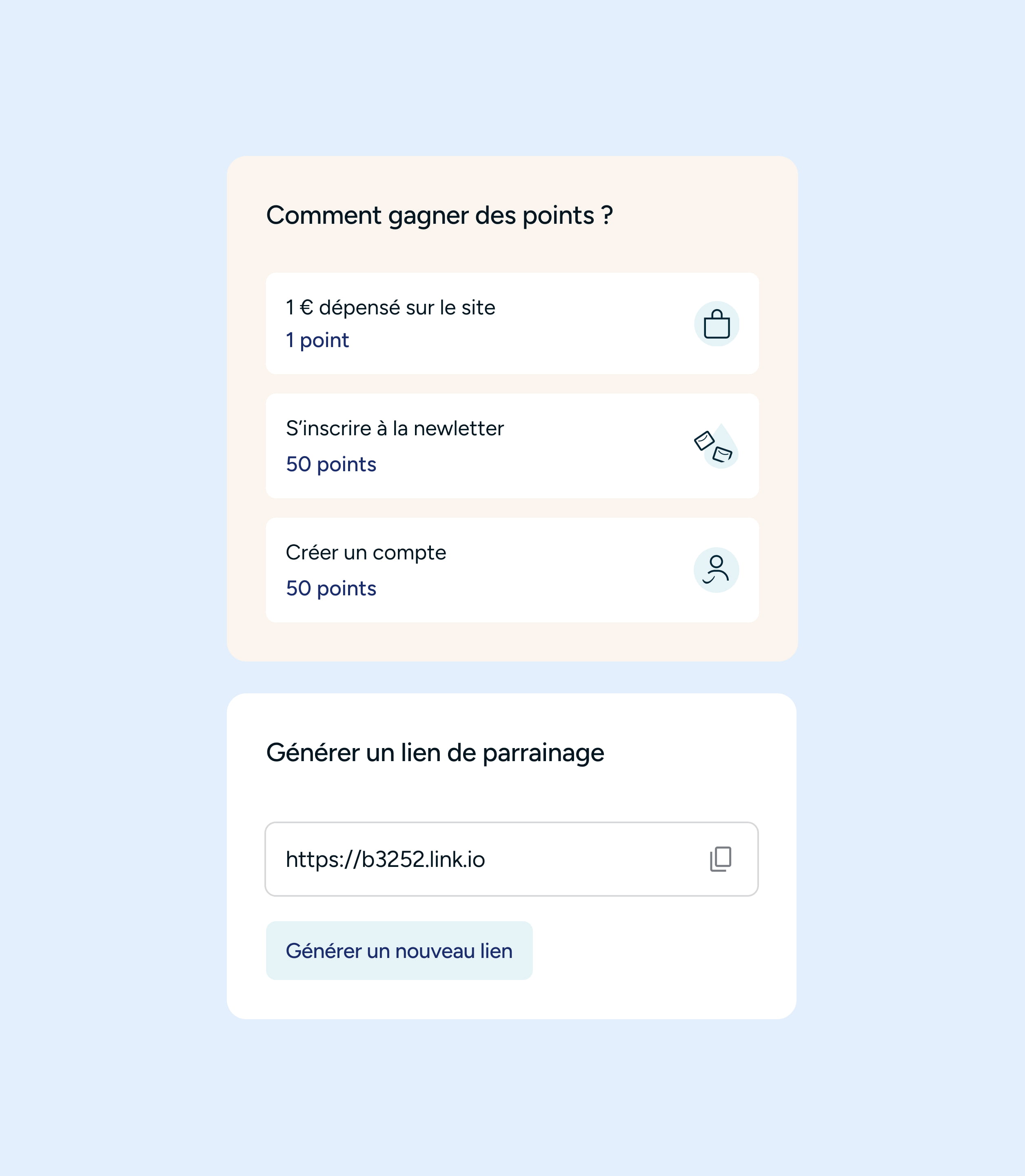 Interface du programme de parrainage Hydropure